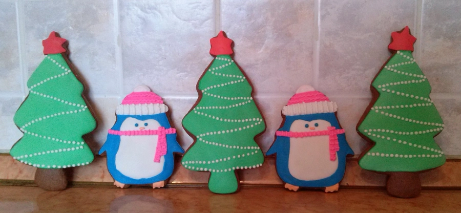 First decorated cookies made while learning royal icing techniques