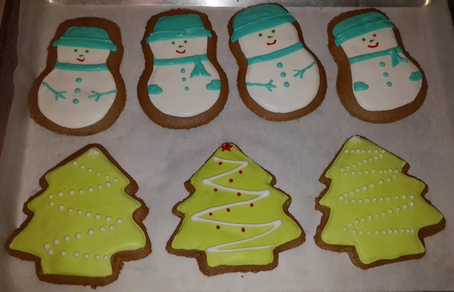 Early attempts at decorating cookies with royal icing