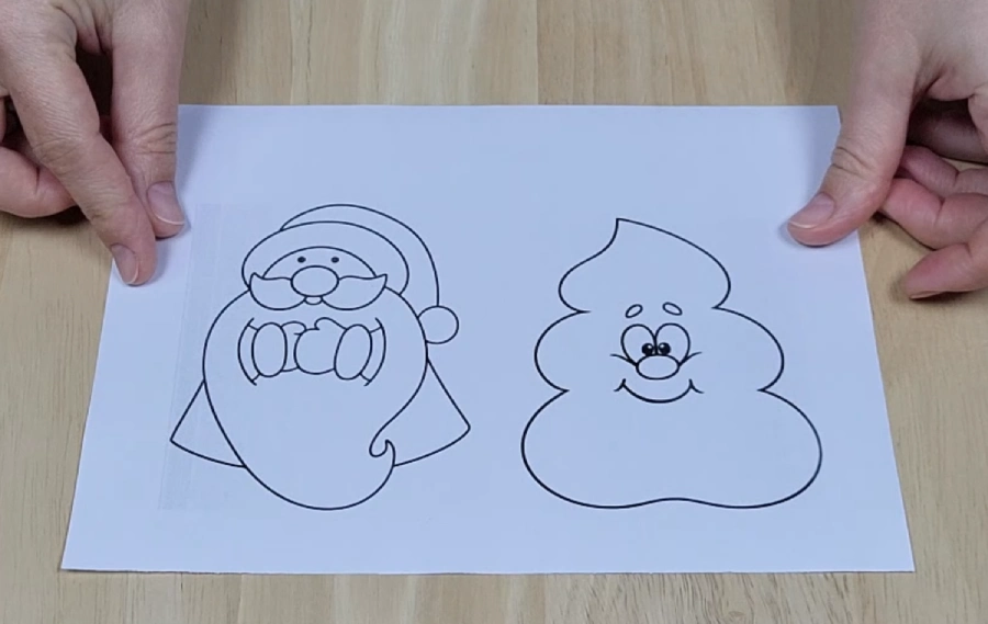 Printed paper template used for cutting cookie dough shapes