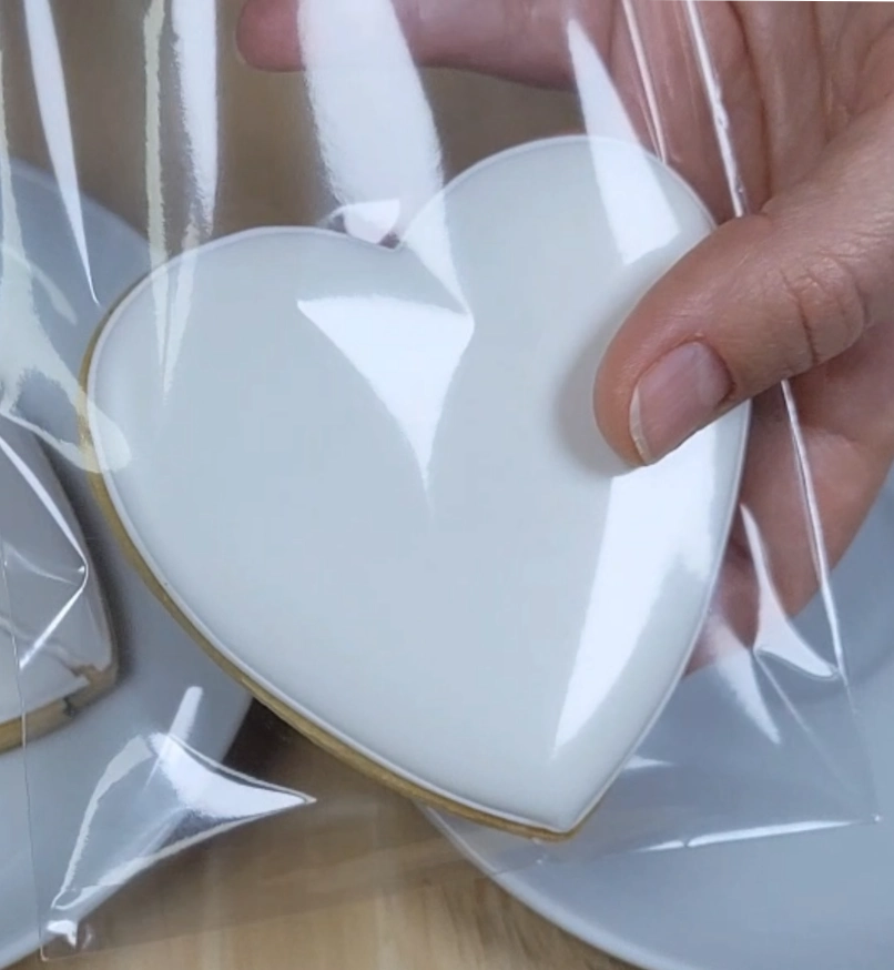 Fully dried royal icing ready for handling and packaging