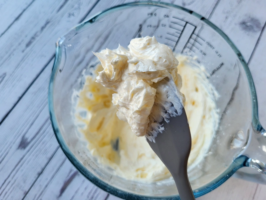 Smooth cookie dough mixture after adding the egg