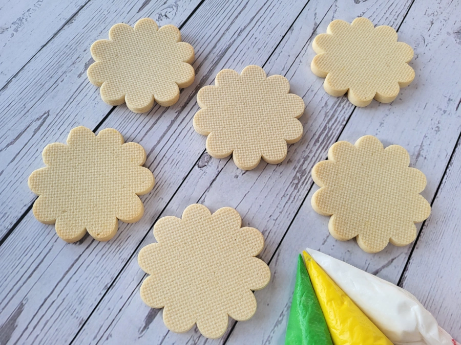 Sugar cookies ready for royal icing decorating